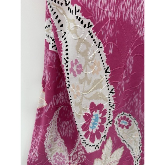 JM Collection Top XL Cute Floral Stretch Knit Short Sleeve Shirt Blouse Pink - Picture 6 of 8